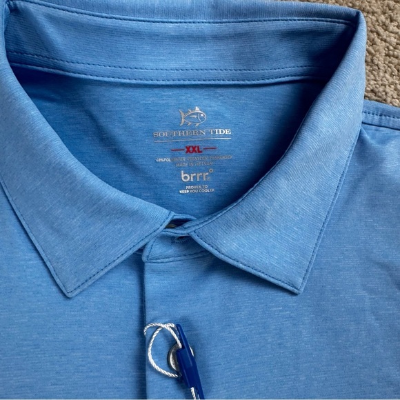 Southern Tide Mens XXL Blue Callawassie Island Brrr Polo Shirt Quick Dry Stretch - Picture 2 of 10